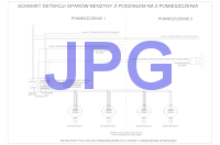 PolyGard2 schemat detekcji oparów benzyny dla 2 pomieszczeń JPG